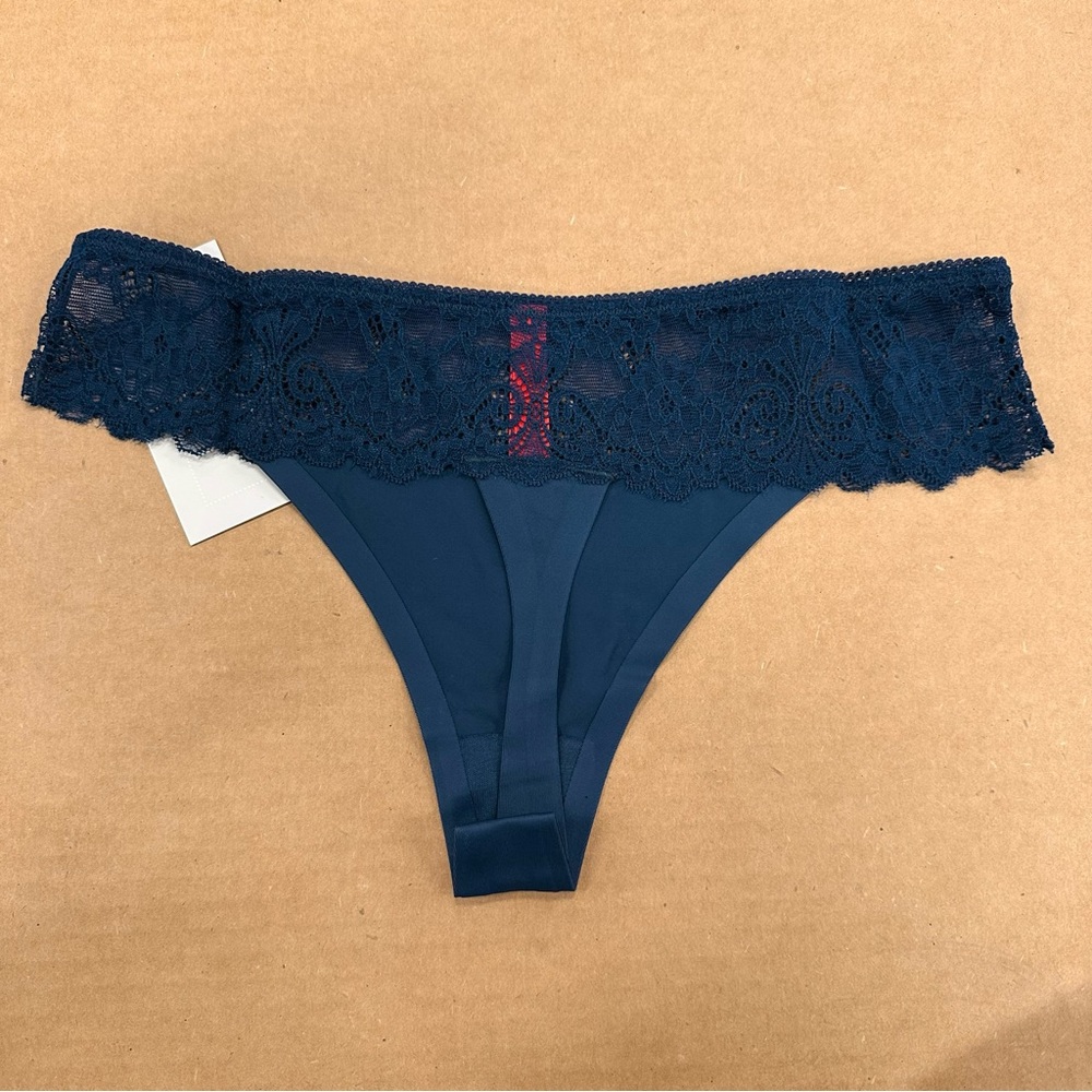 New Ruby Ribbon Valentina Lace Thong Lapis Blue - Picture 3 of 4
